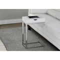 Glossy White Chrome Metal Accent Table with Drawer P52802