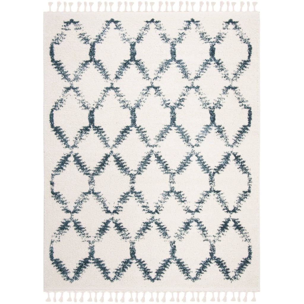Cream / Blue Shag Rug S20561