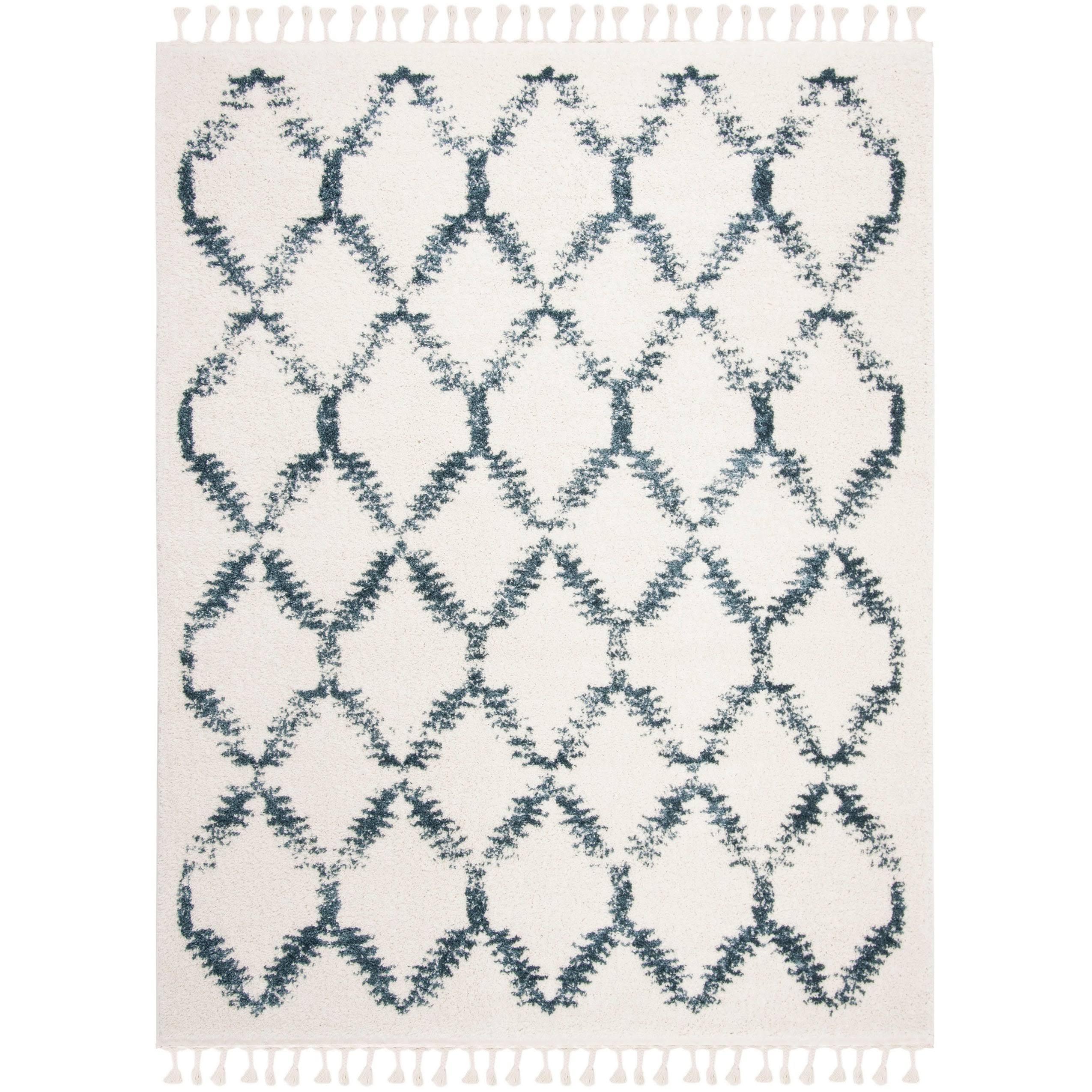 Cream / Blue Shag Rug S20561