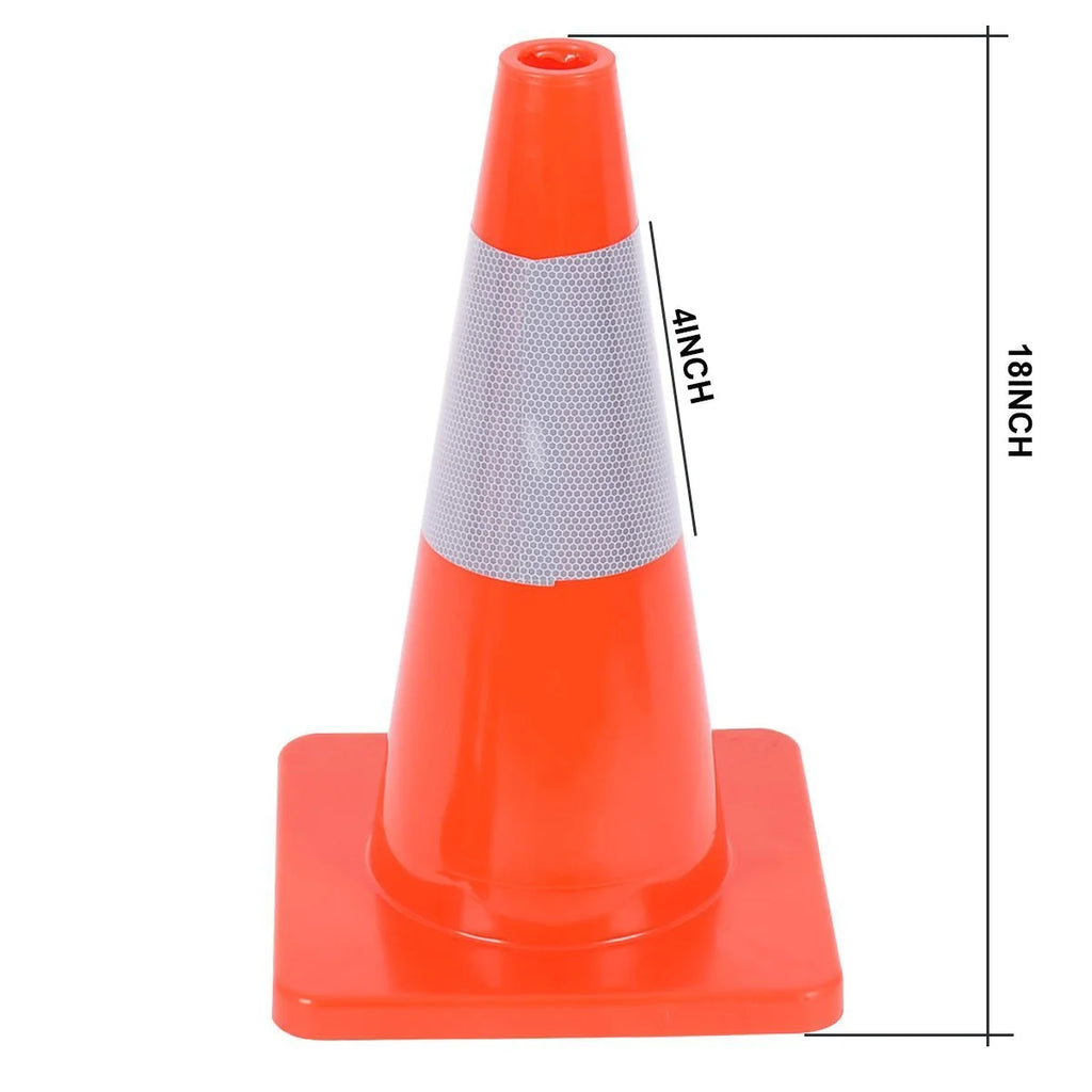 6PCS 18" Orange PVC Traffic Cones with 4" Reflective Collar T528332