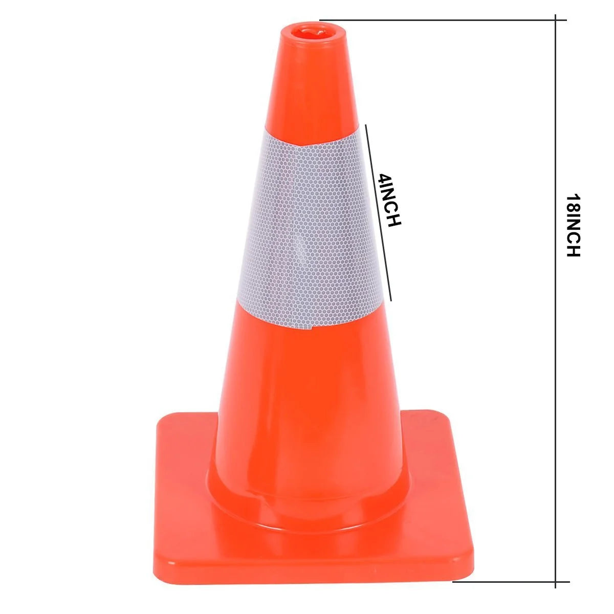 6PCS 18" Orange PVC Traffic Cones with 4" Reflective Collar T528332