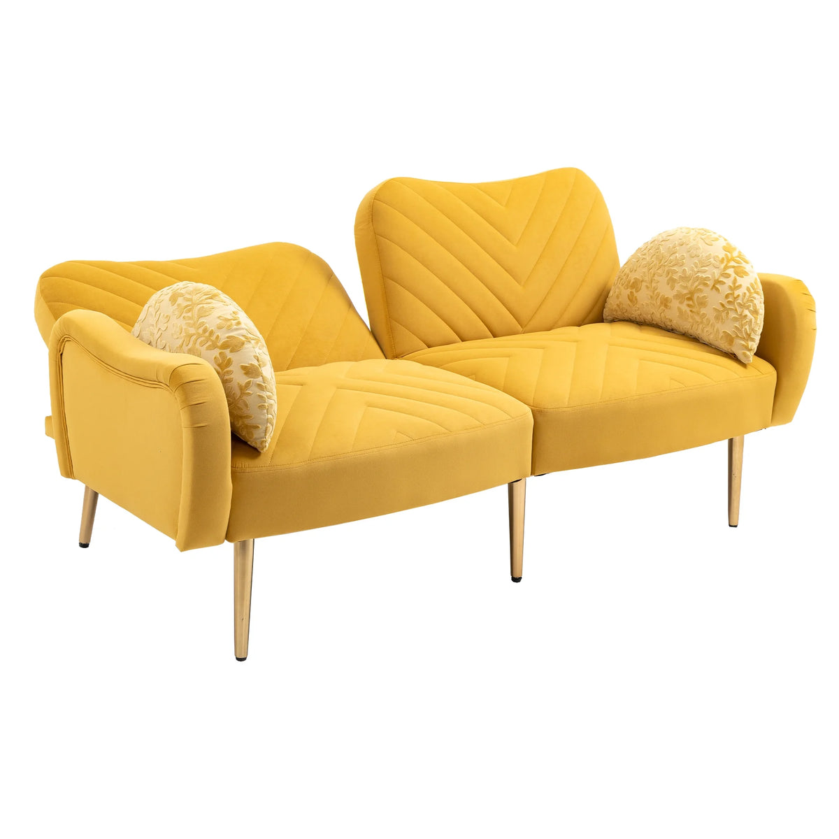 Velvet Loveseat Sofa with 2 Bolster Pillows Y5612
