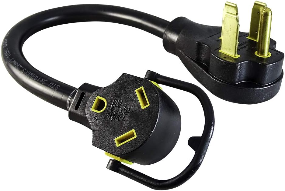 RV/Generator Dogbone Adapter 1.5ft NEMA 50 Amp Male to 30 Amp TT-30R Female Heavy Duty 10/3 STW Pigtail 4 Prongs to 3 Prongs Pack of 2 W1058