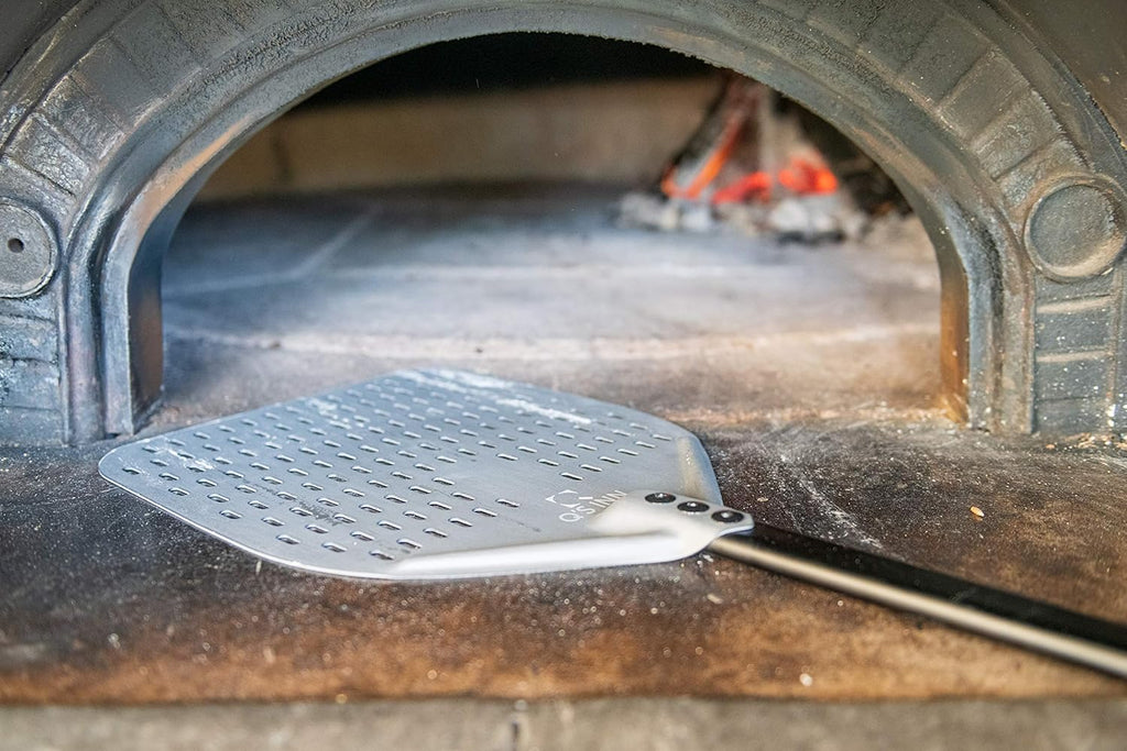 Perforated Pizza Peel 12x14 Inch with 33 Inch Handle Anodized Aluminum, Pack of 2 U419916