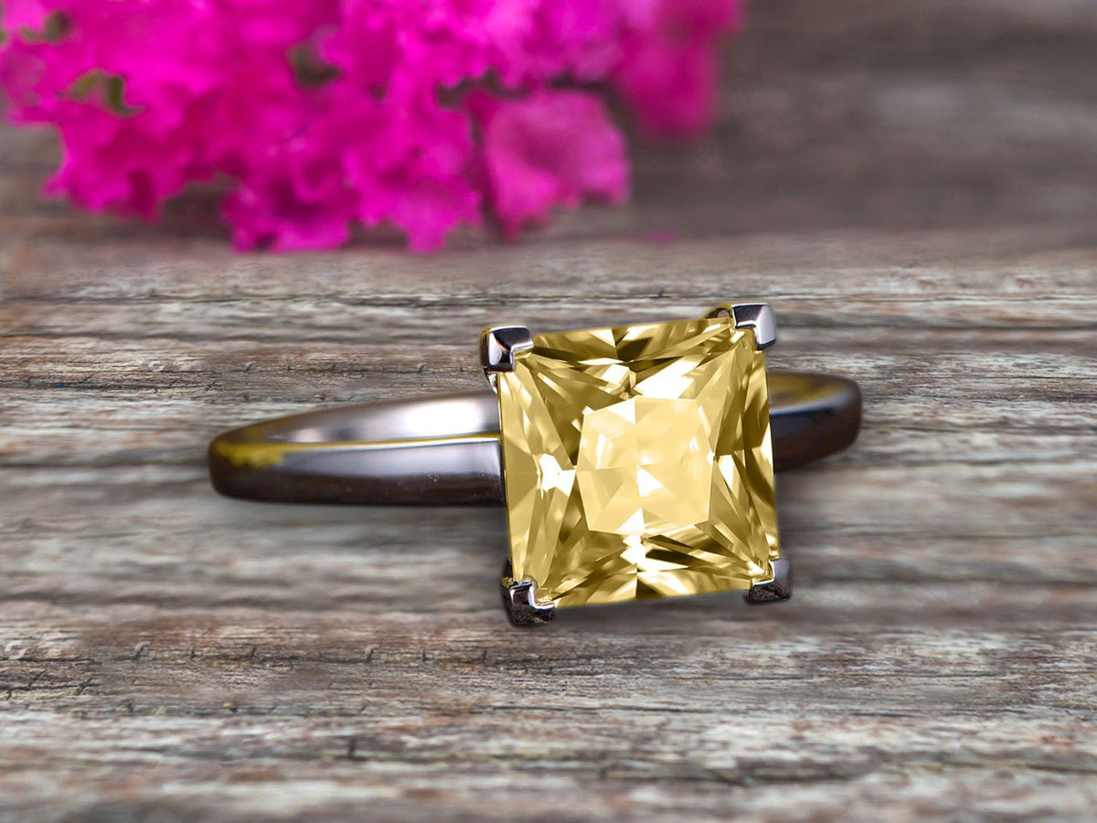 10k Rose Gold Princess Cut Moissanite Solitaire Engagement Ring S129306