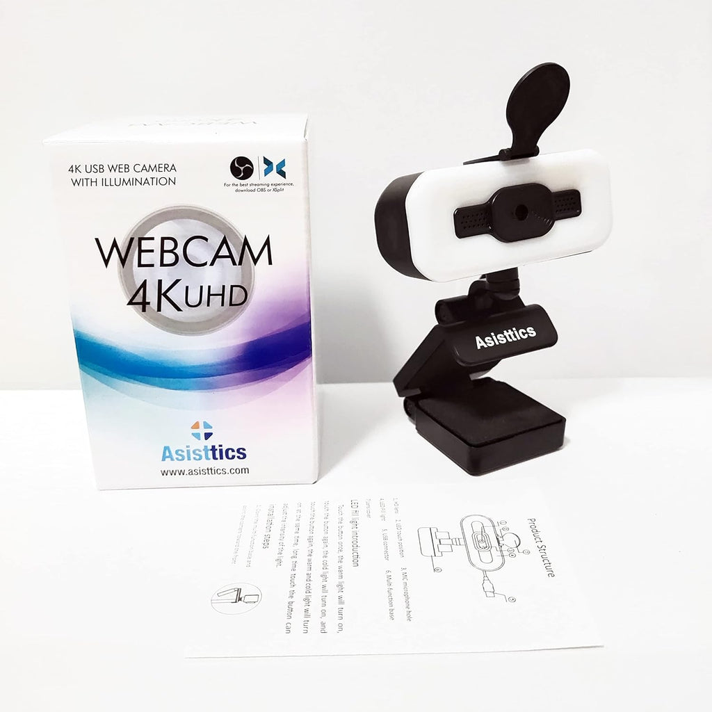 4K Webcam with Microphone and Ring Light N6882