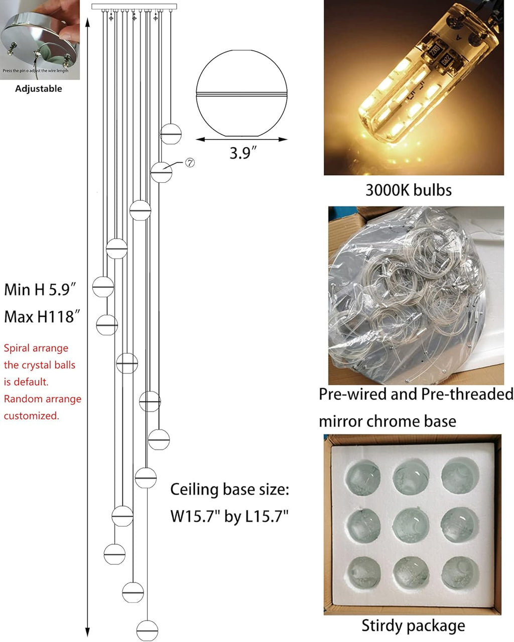 14-Lights Crystal Chandelier Flush Mount Z1268