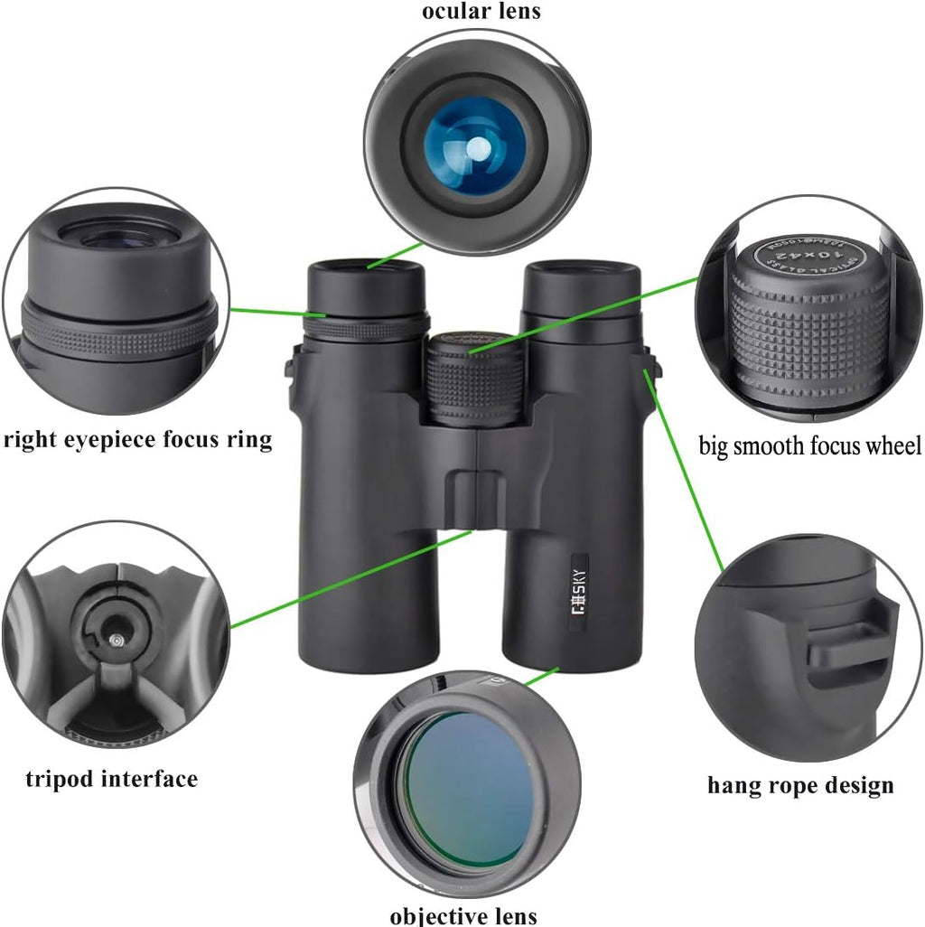 10x42 Roof Prism Binoculars with Phone Mount Strap Carrying Bag A5750