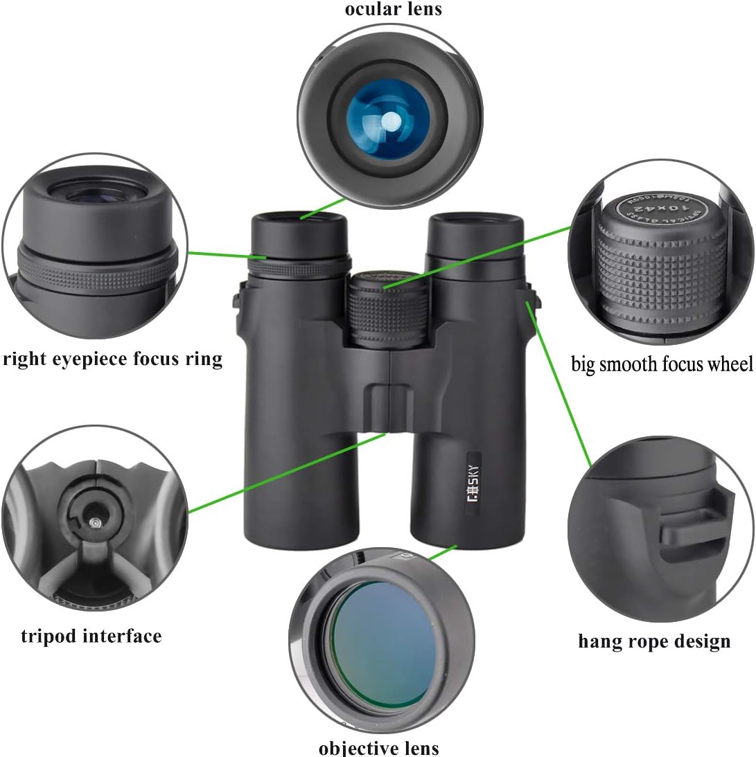 10x42 Roof Prism Binoculars with Phone Mount Strap Carrying Bag A5750