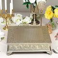 Gold Square Embossed Wedding Cake Stand Riser C689178