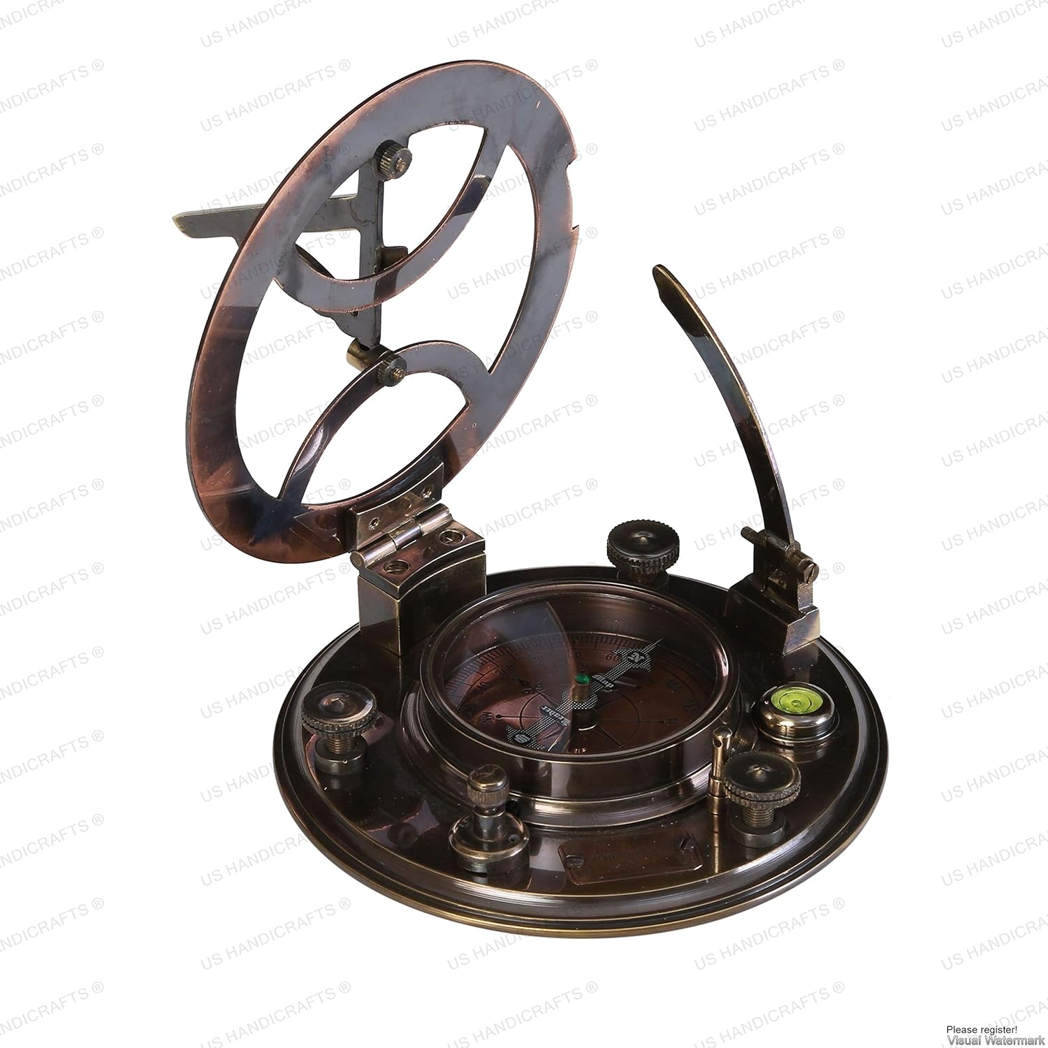 Sundial Compass Black Wooden Case Engraved Brass Pack of 2 Y11253