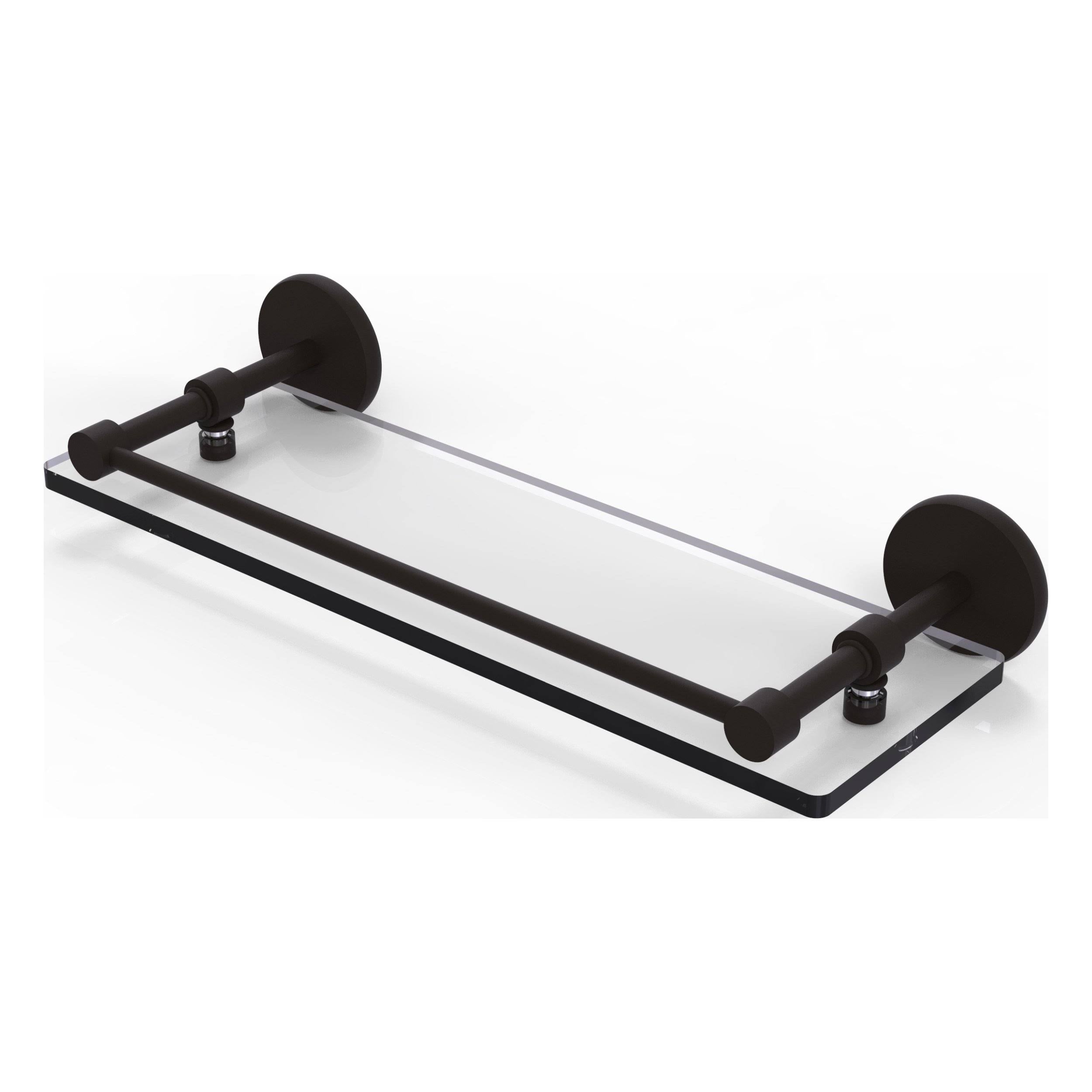 16 inch Tempered Glass Shelf with Gallery Rail, Oil Rubbed Bronze O934