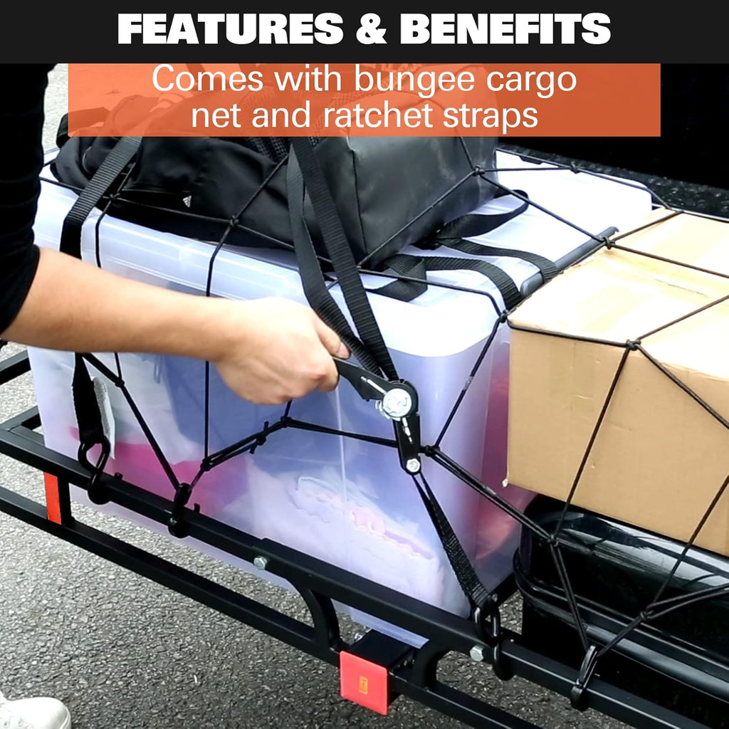 Hitch Mount Cargo Carrier with Net and Strap D215020
