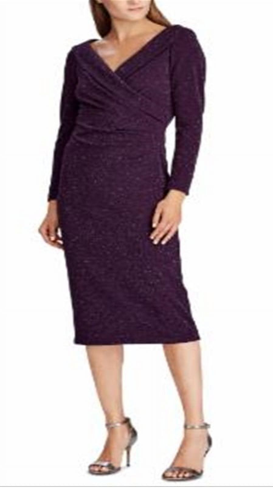 Purple Surplice Dress Size 14 Petite Z1656