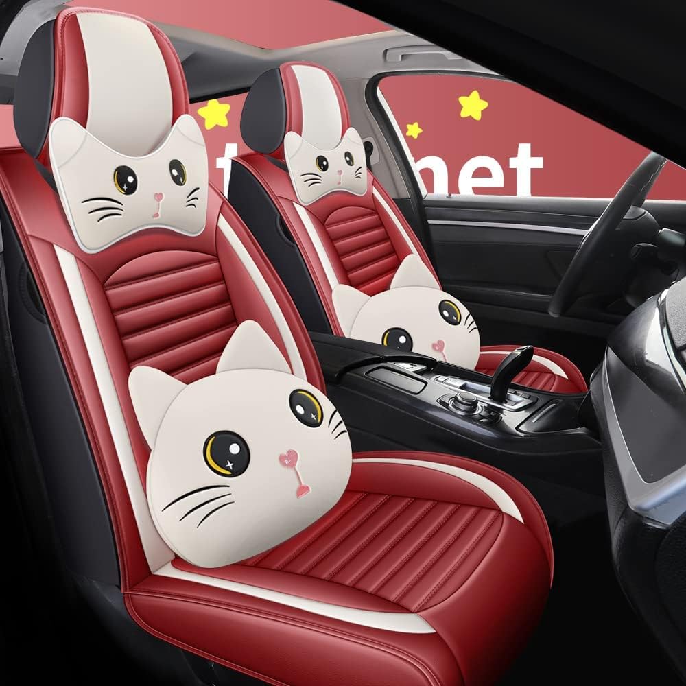 Pink PU Leather Car Seat Cover 5-Seats Z7697