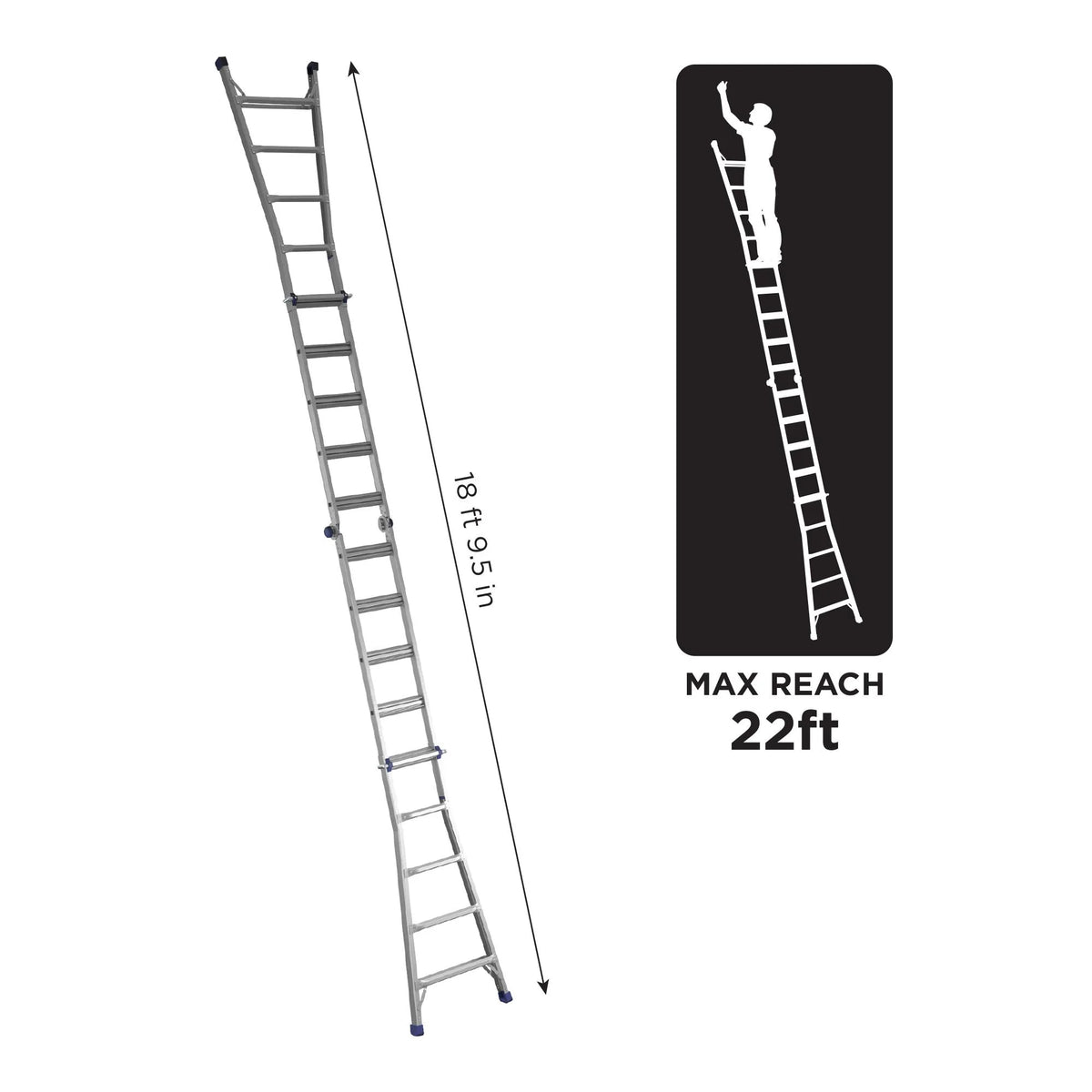 22 foot Reach Height Aluminum Multi-Position Ladder, 300 lb. Load Capacity Type IA Duty Rating X553