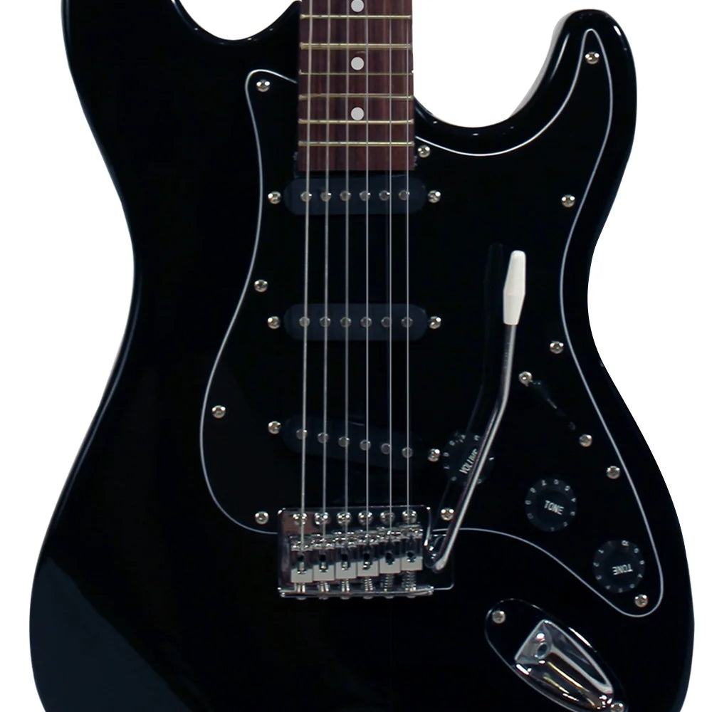 Black Electric Guitar with Amp, Case, and Cable R38362