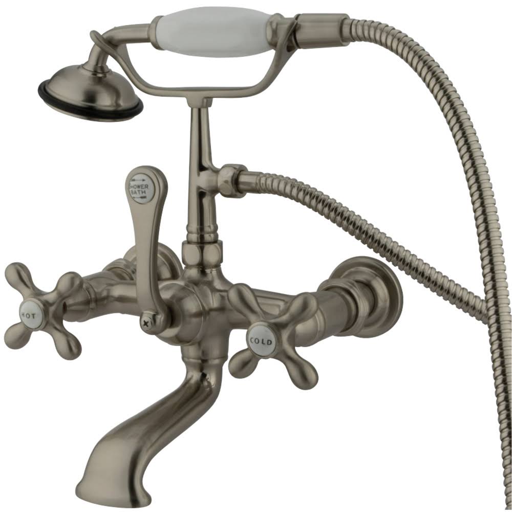 Vintage Satin Nickel Wall Mount Clawfoot Tub Filler with Hand Shower Y20473