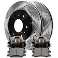 Front Wheel Bearing Hubs Drilled Slotted Rotors Black Ceramic Pads Kit Z68564