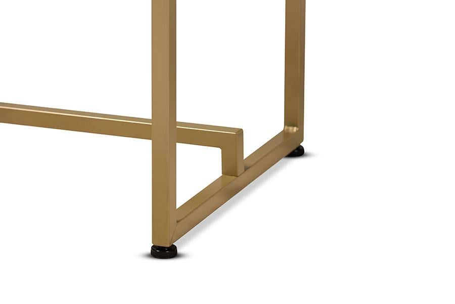 Gold Faux Marble Console Table E92430