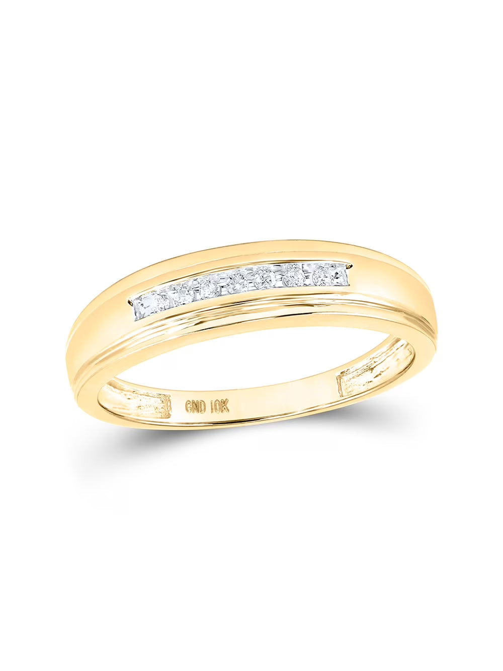 10kt Yellow Gold Mens Round Diamond Wedding Band Ring A874