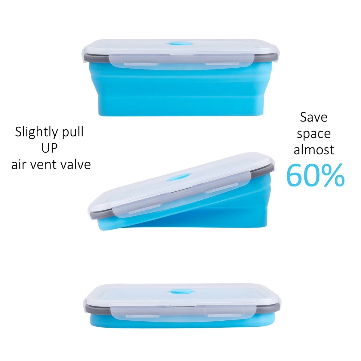 Blue Set of 4 Collapsible Food Storage Containers E8696
