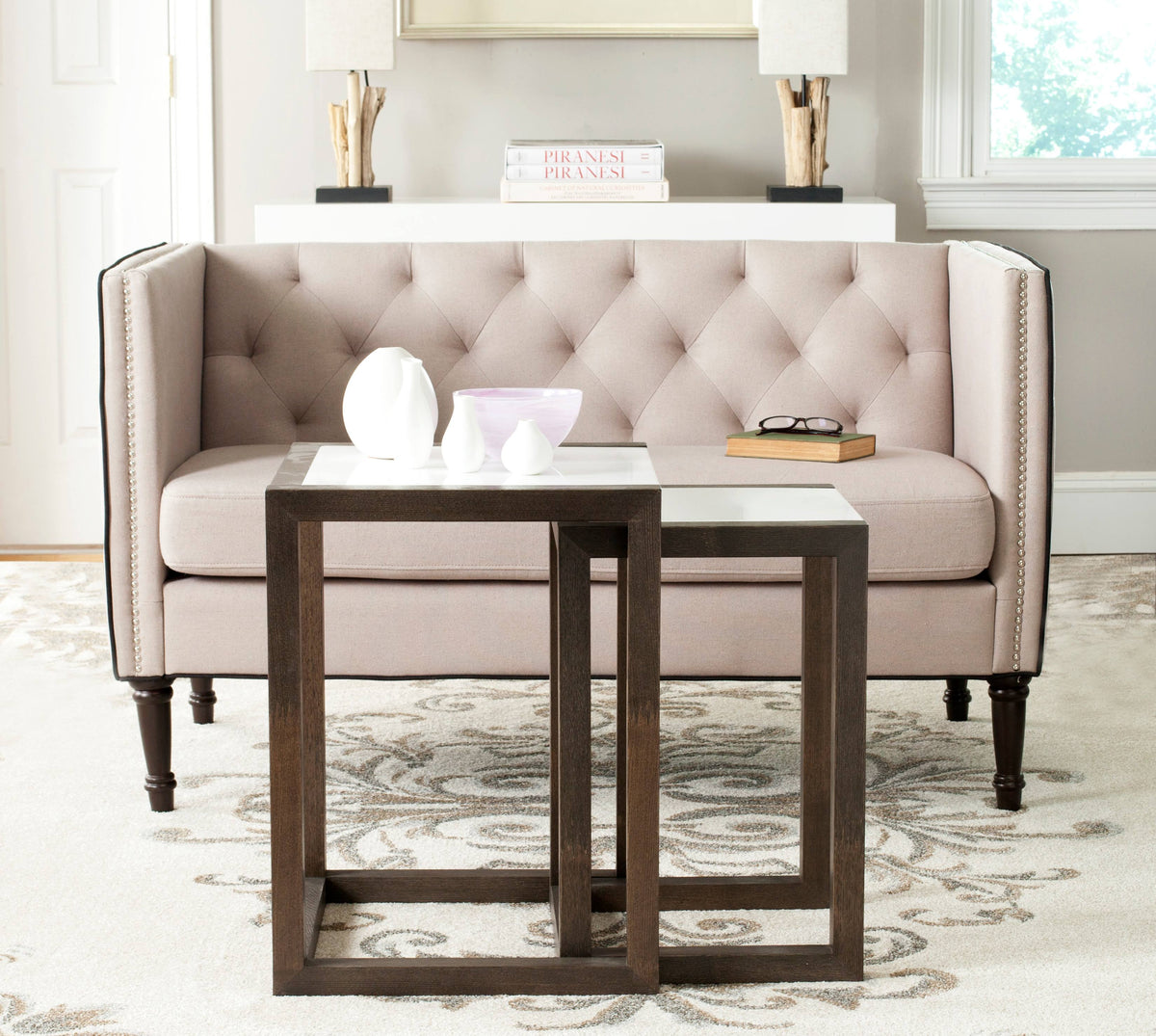 White Grey Lacquer Stacking Table G81772