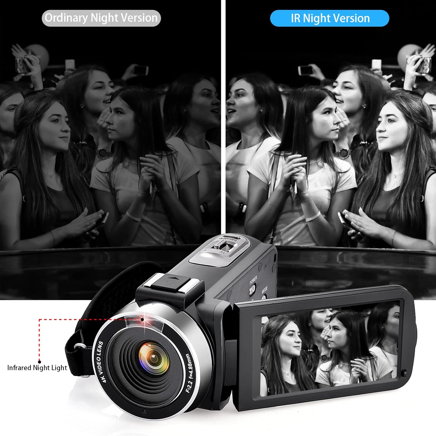 4K Camcorder Video Camera with 16X Zoom Remote Control 3.0 Inch IPS Screen Z3725