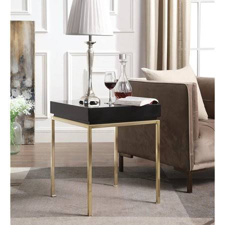 Gold Plated Metal Legs Nightstand Side Table S20558