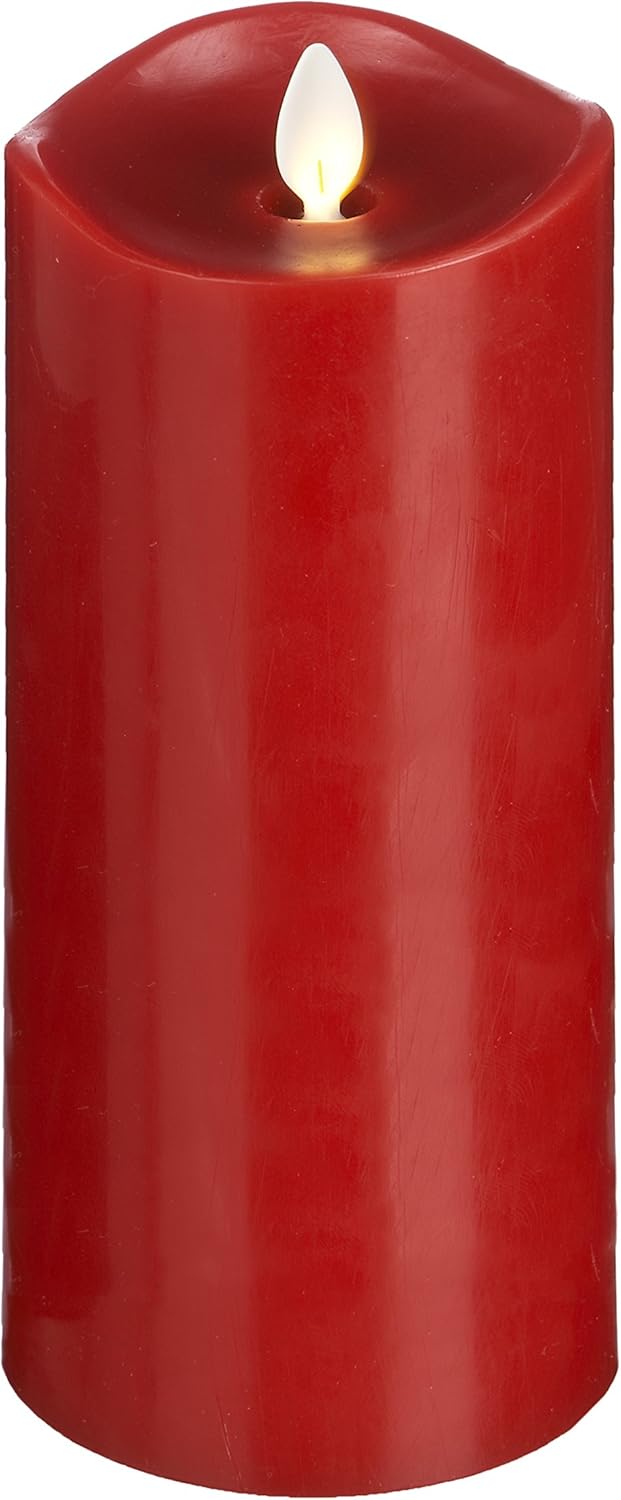 Red Pack of 2 Flameless LED Wax Pillar Candle R8155
