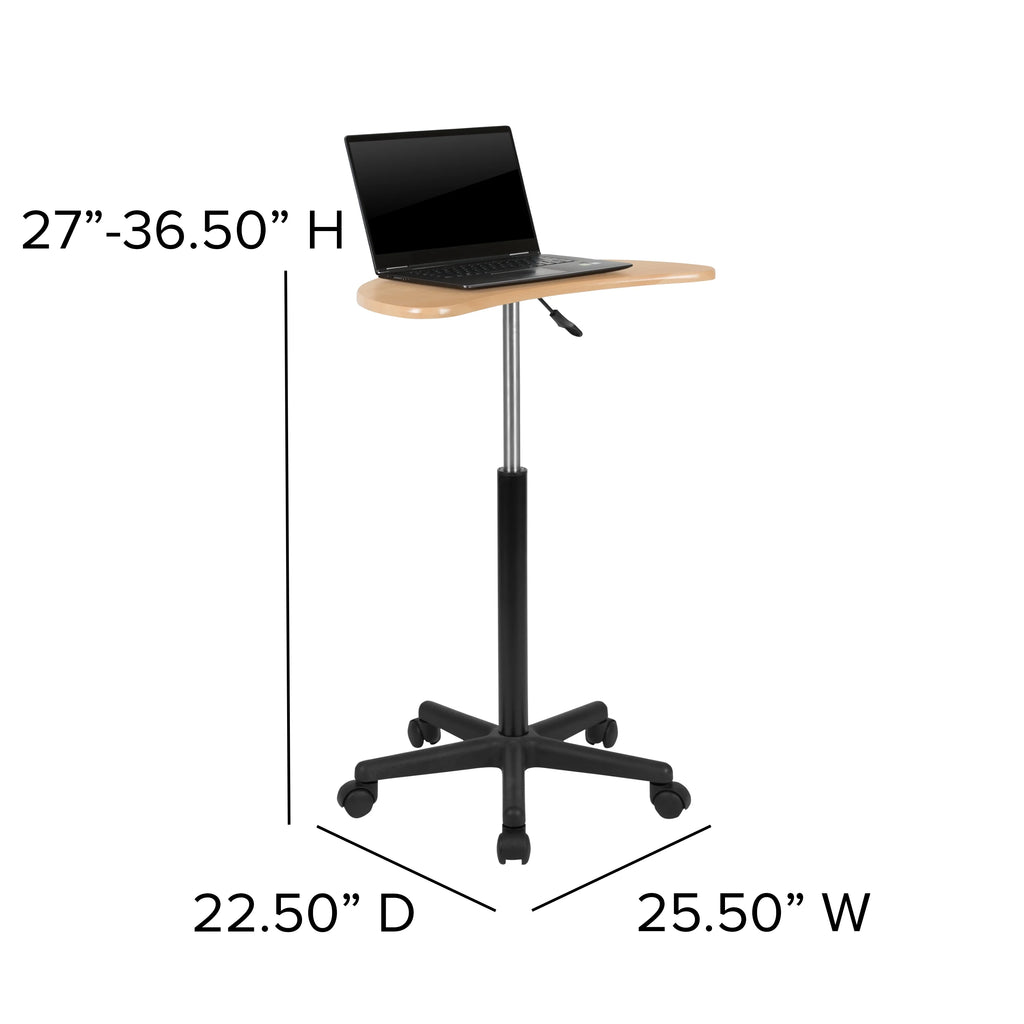 Maple Sit to Stand Mobile Laptop Computer Desk R62558