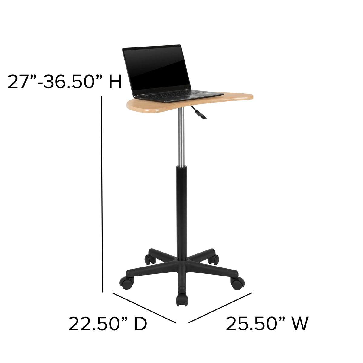 Maple Sit to Stand Mobile Laptop Computer Desk R62558