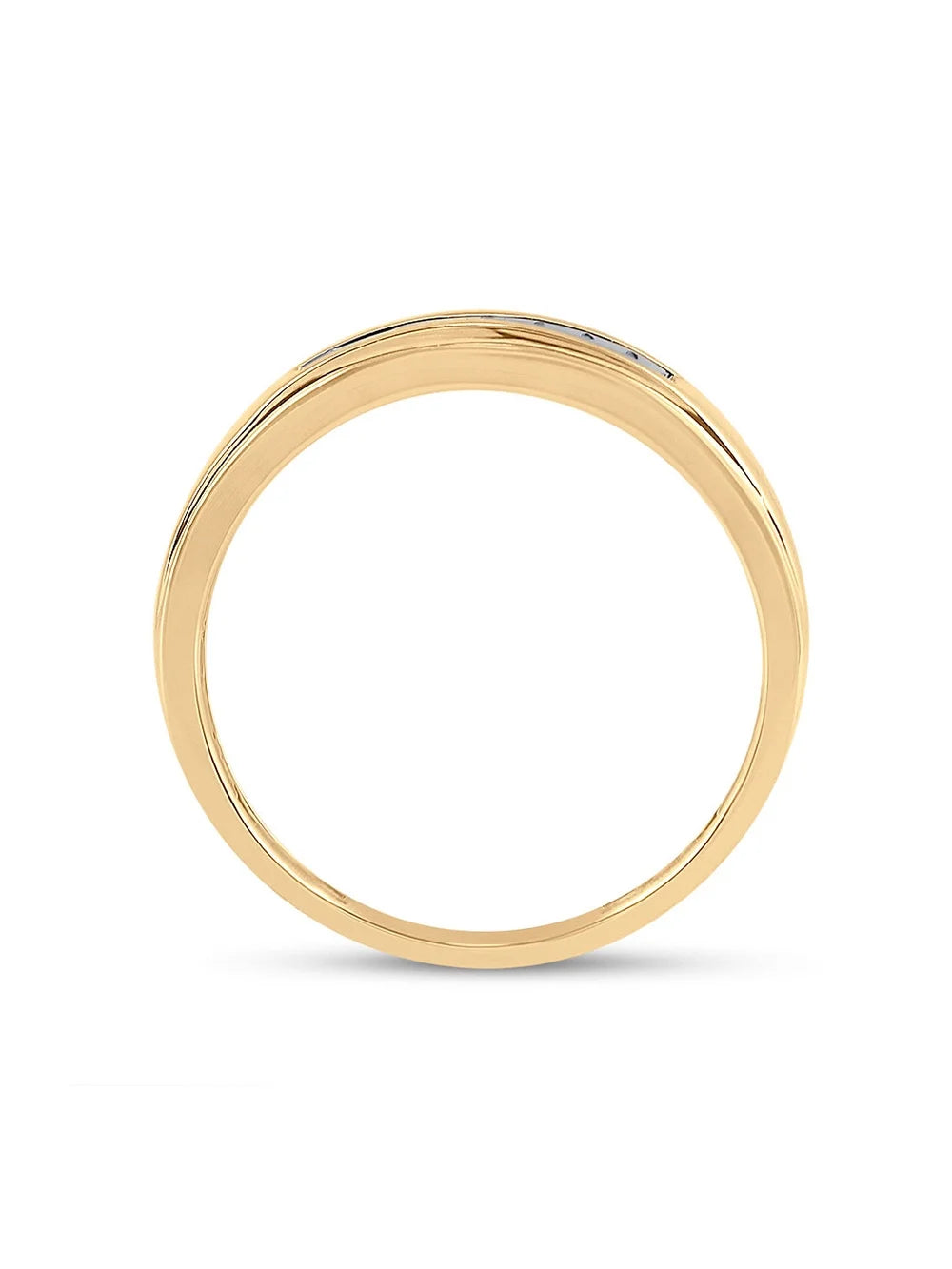 10kt Yellow Gold Mens Round Diamond Wedding Band Ring A874