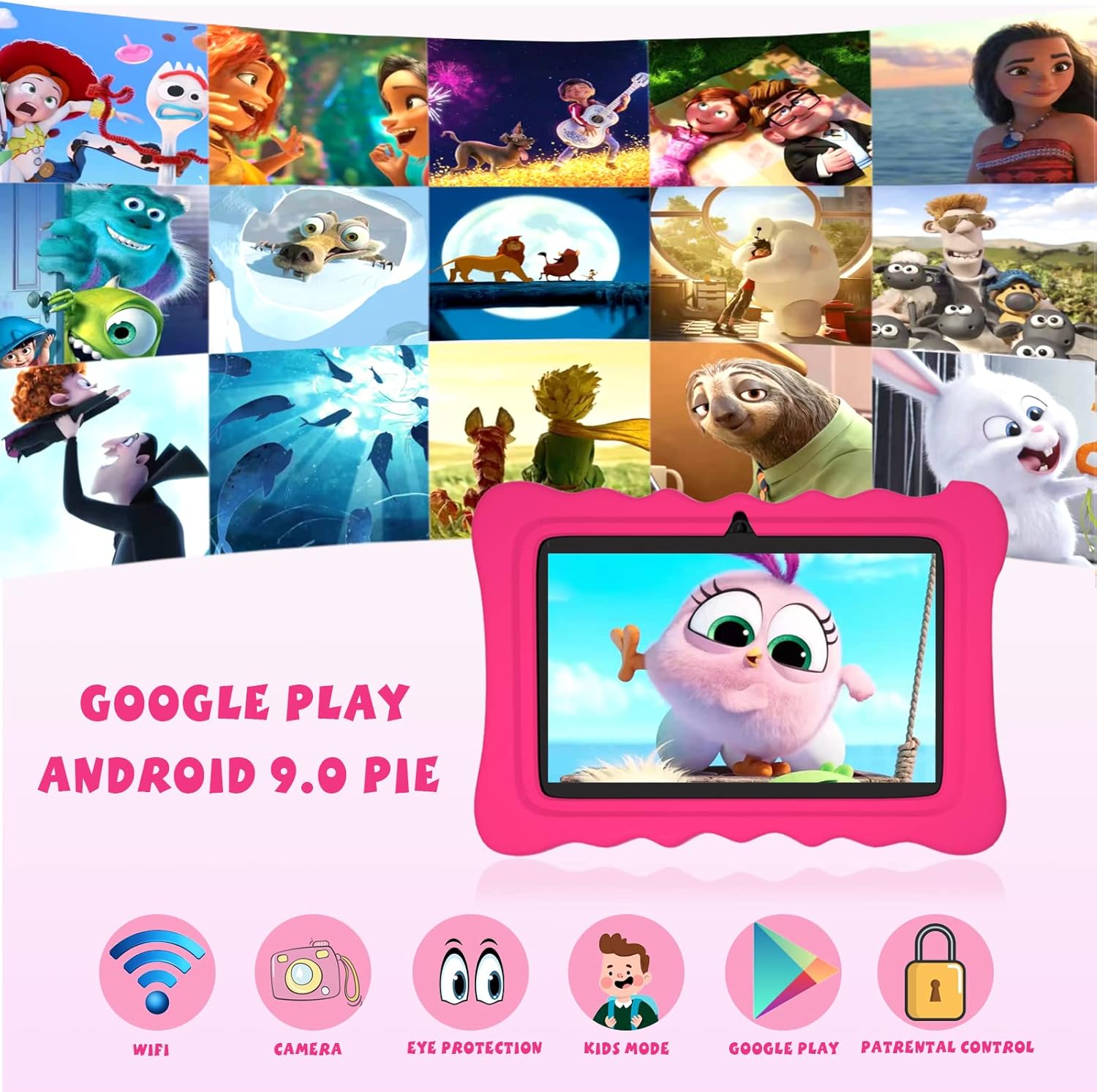 2 Pack Pink Kids Tablet with Kid-Proof Case B702288
