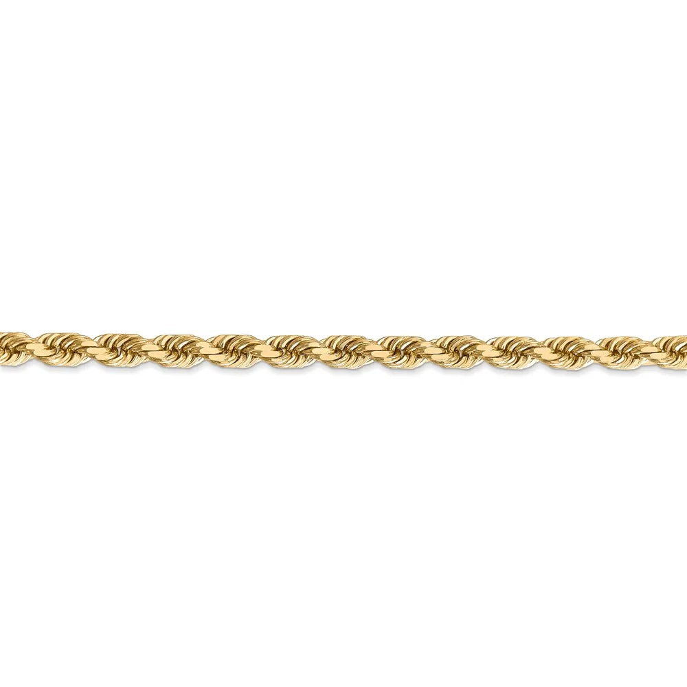 Real 14kt Yellow Gold 4.5mm Diamond Cut Rope Chain with Lobster Clasp J635741
