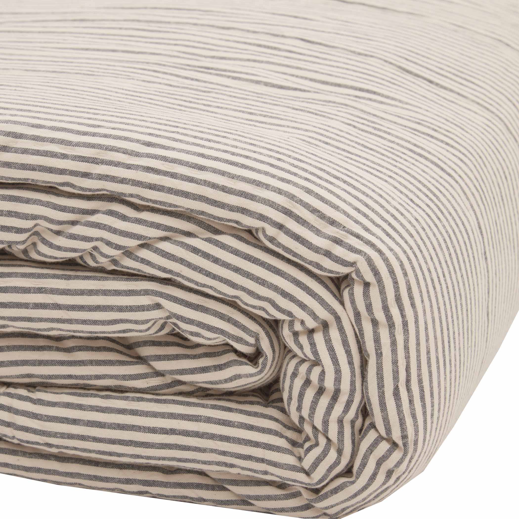Blue Ticking Stripe King Quilt Coverlet Z242