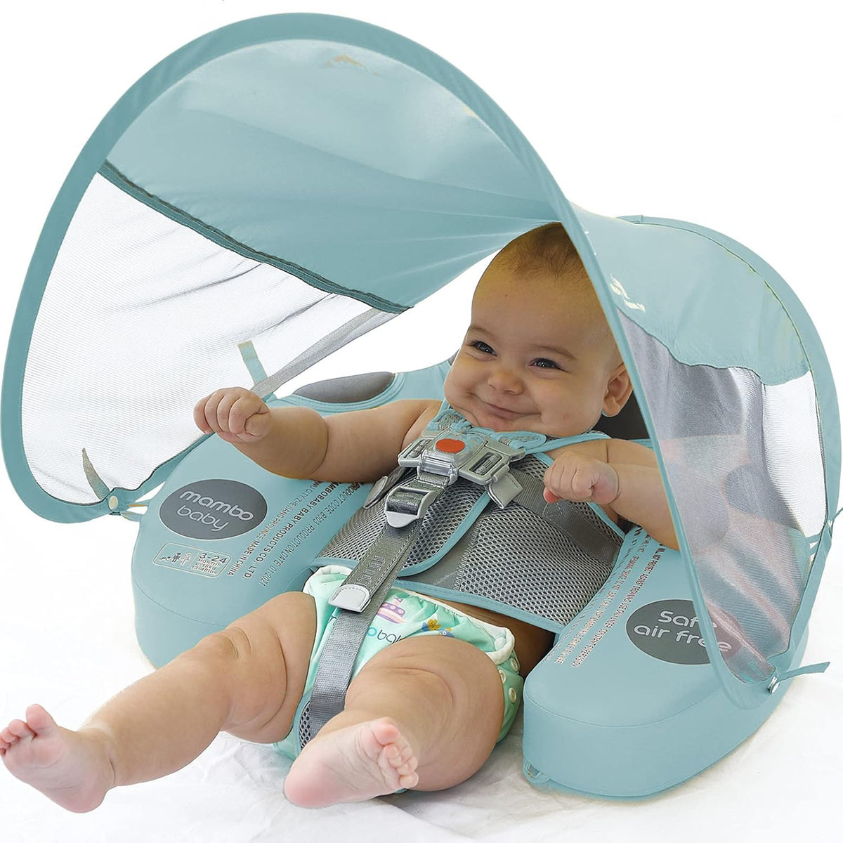 Pink Ladybug Baby Swim Ring with Removable UPF 50+ Canopy H786