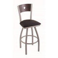 Black Vinyl Counter Stool with Anodized Nickel Finish Y8084