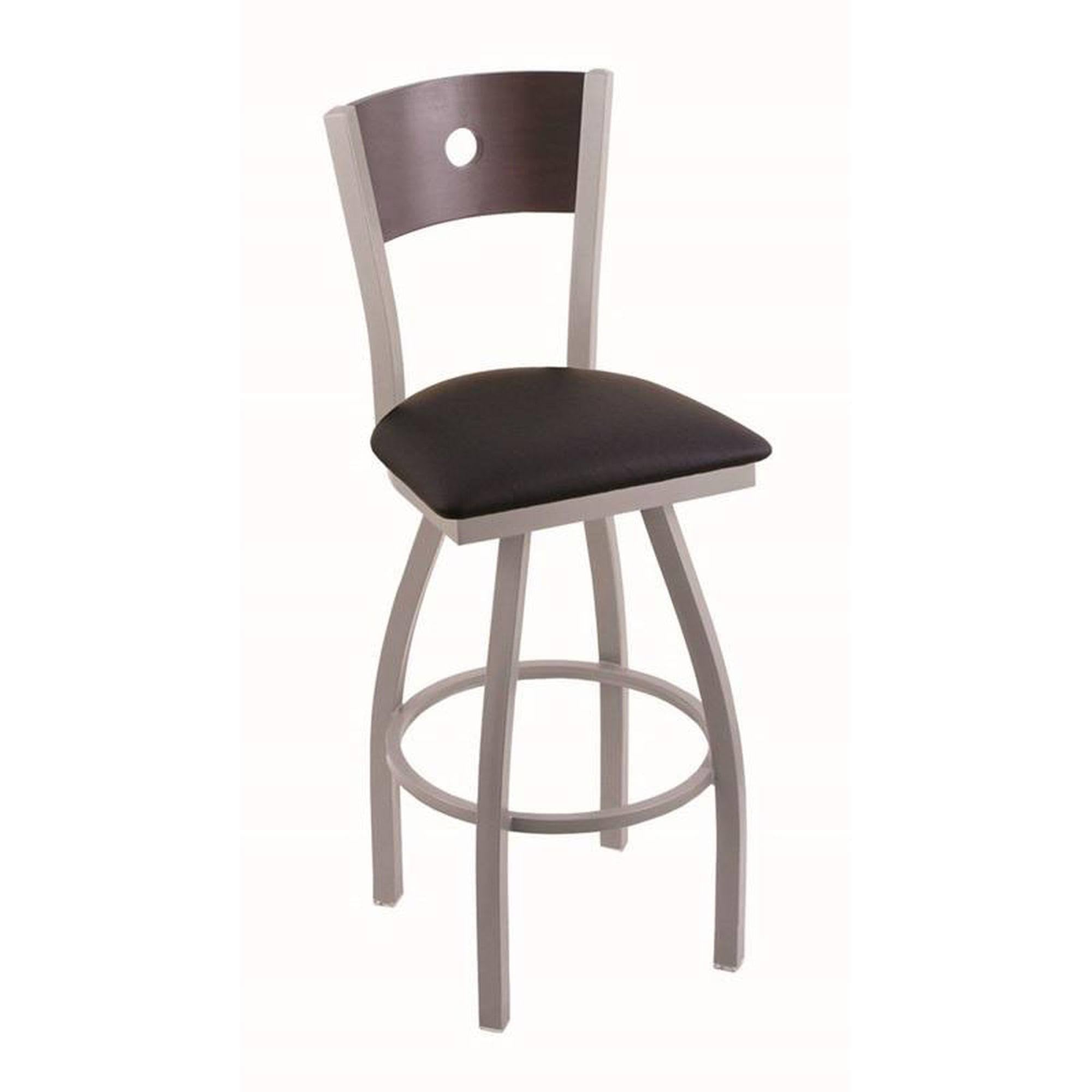 Black Vinyl Counter Stool with Anodized Nickel Finish Y8084
