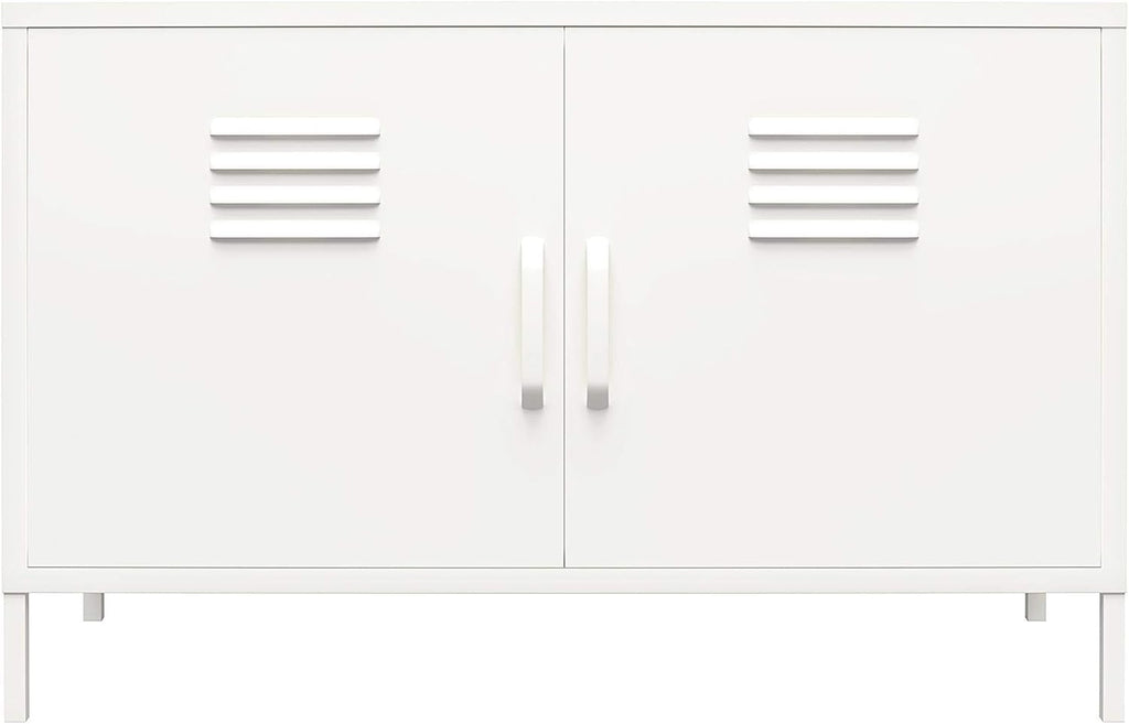 White 2 Door Metal Locker Accent Cabinet E962513