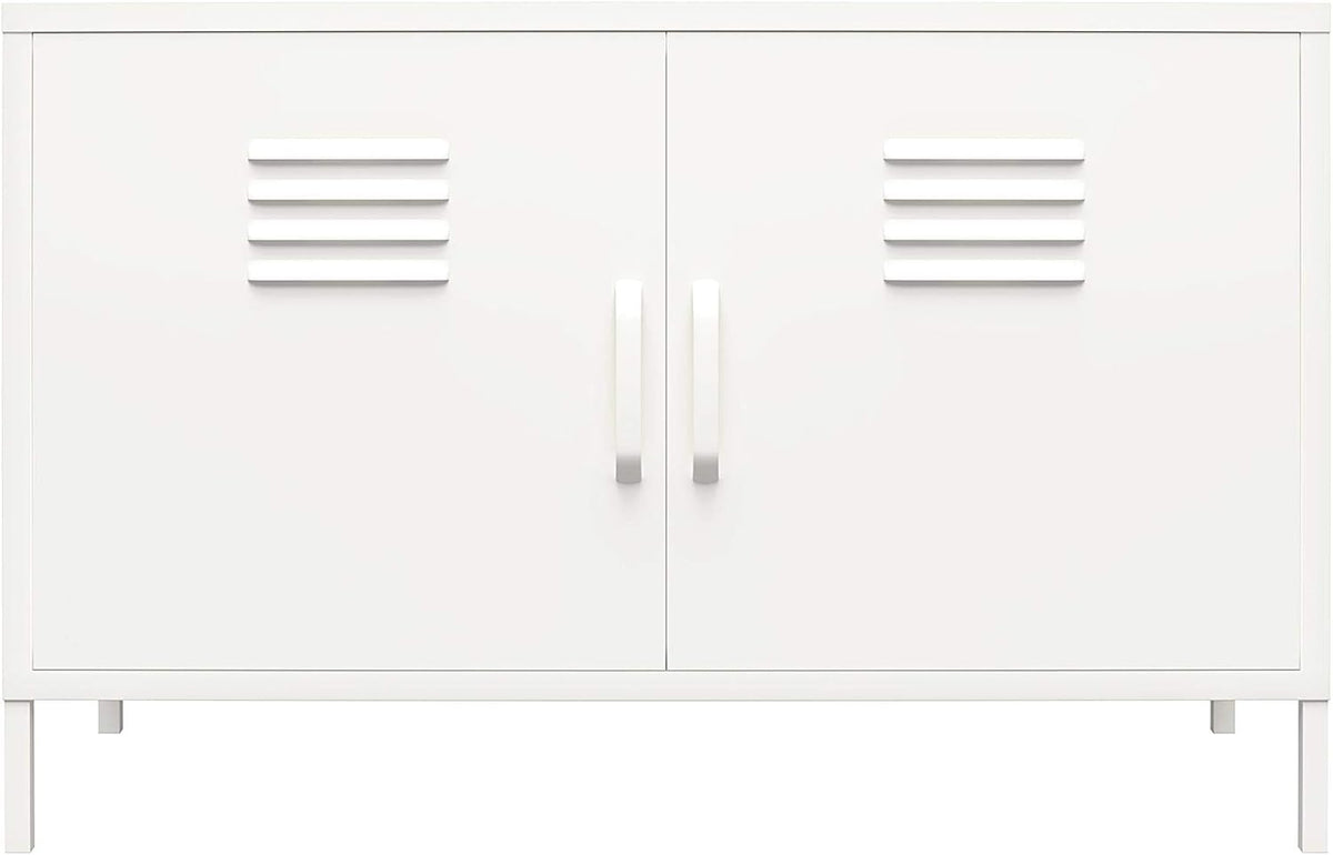 White 2 Door Metal Locker Accent Cabinet E962513