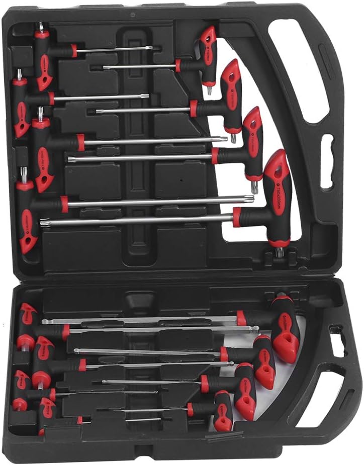 16 pcs T-Handle Hex Wrench Set, Ball End, 75mm-200mm, T10-T50 H255222