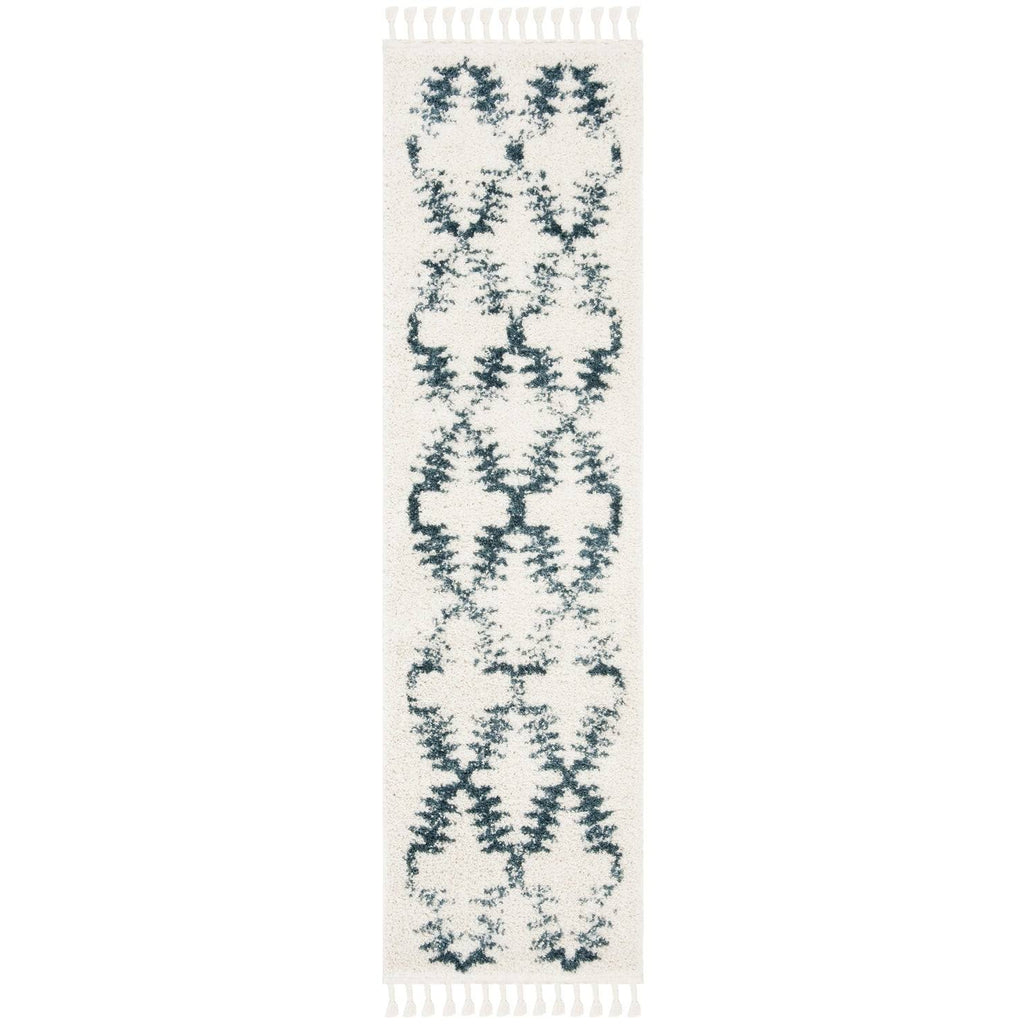 Cream / Blue Shag Rug S20561