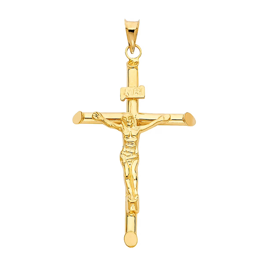 14K Yellow Gold Crucifix Charm Pendant, 48 x 32 MM, 2.5 grams J47964