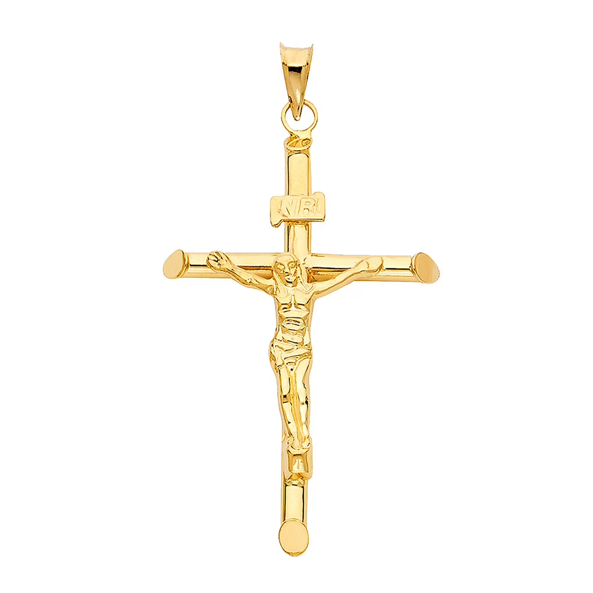 14K Yellow Gold Crucifix Charm Pendant, 48 x 32 MM, 2.5 grams J47964