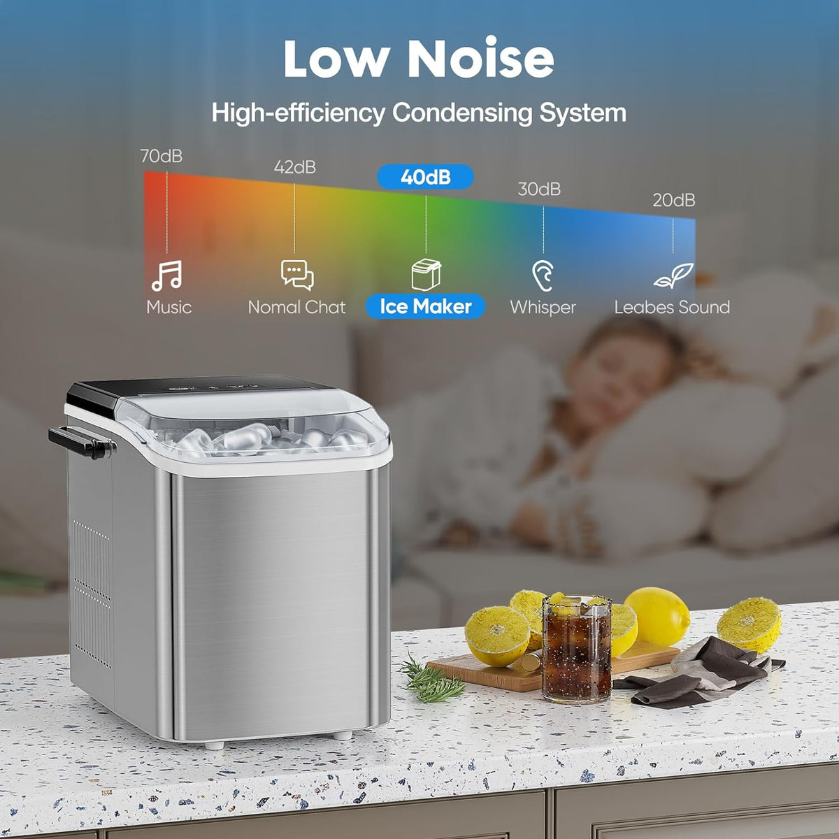 Countertop Ice Maker with Ice Scoop and Basket N48727