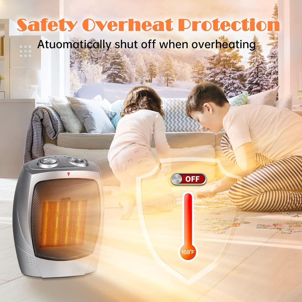 750W/1500W Portable Ceramic Heater with Adjustable Thermostat M30533