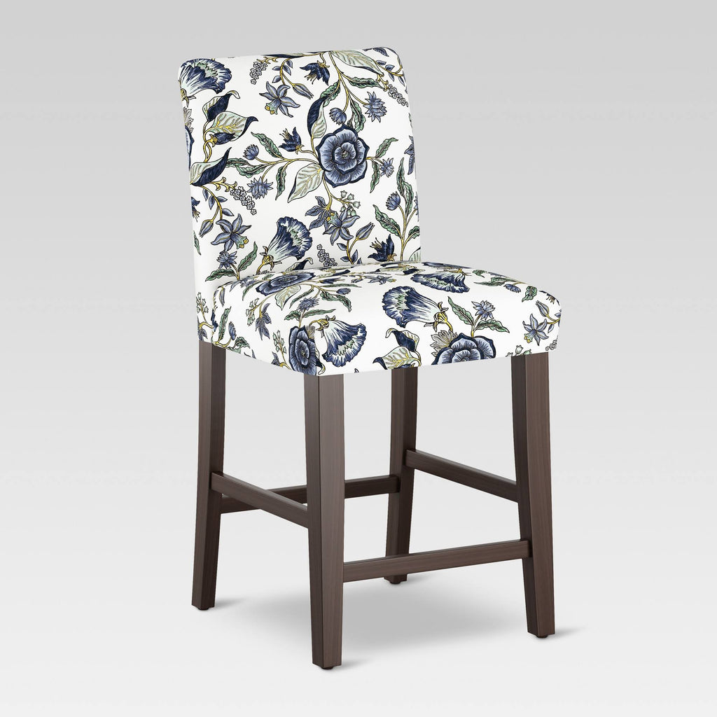 Blue Shaded Floral Counter Height Barstool H4917