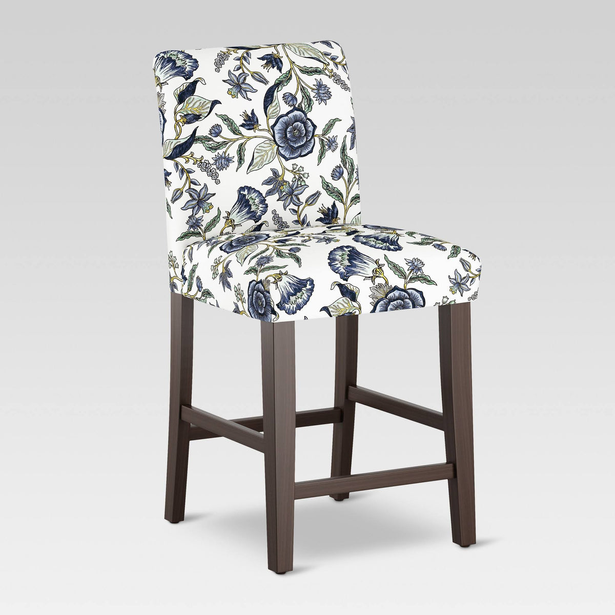 Blue Shaded Floral Counter Height Barstool H4917