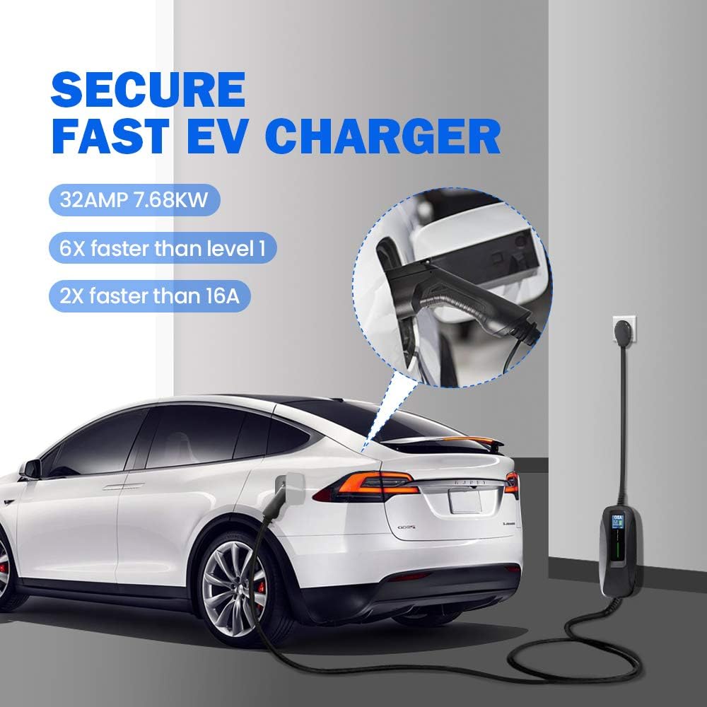 Portable Level 2 Electric Vehicle Charger, NEMA 14-50 26ft Cable B3860